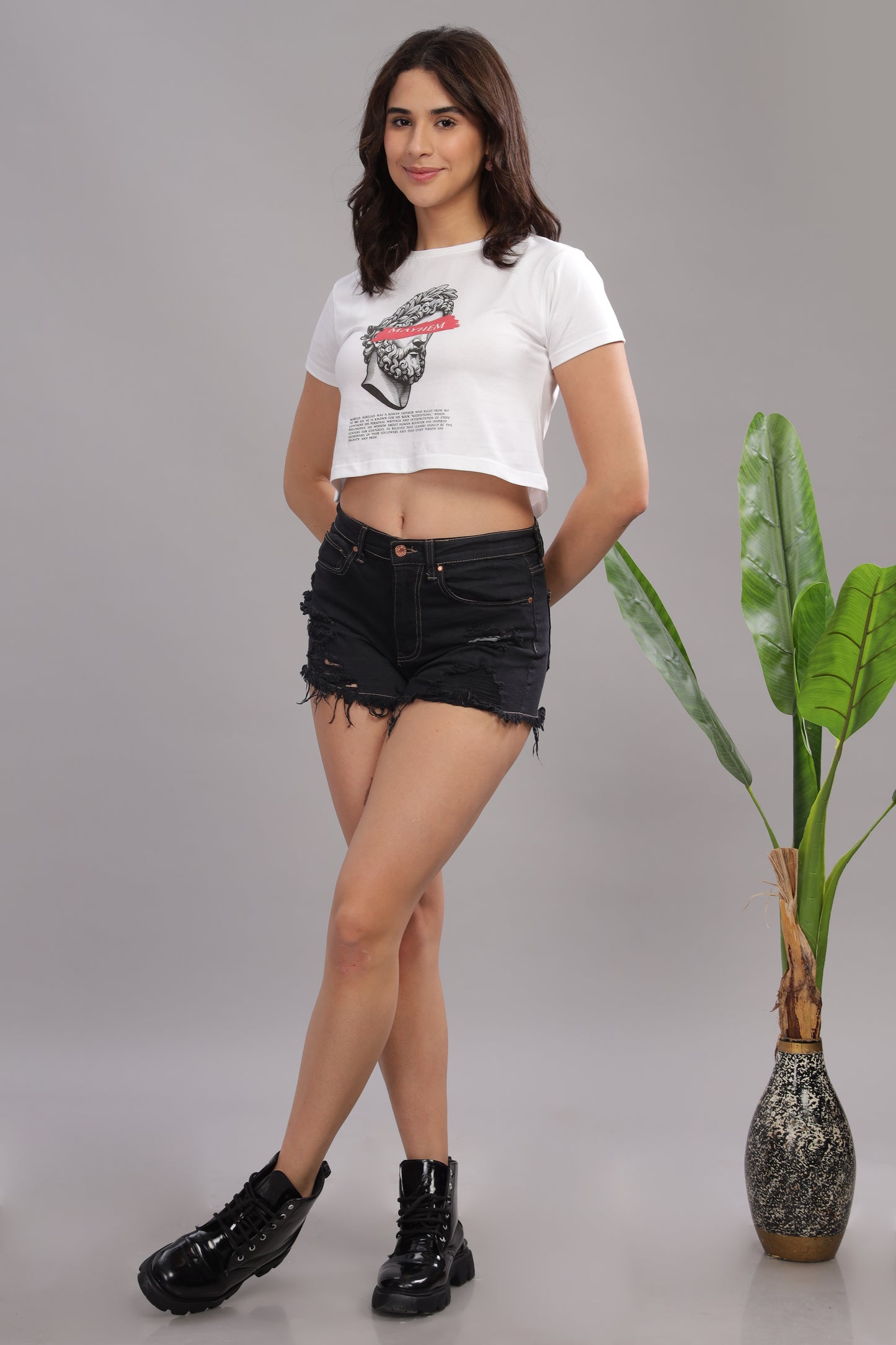 Guardian Stoic | Premium Women's White Crop Top