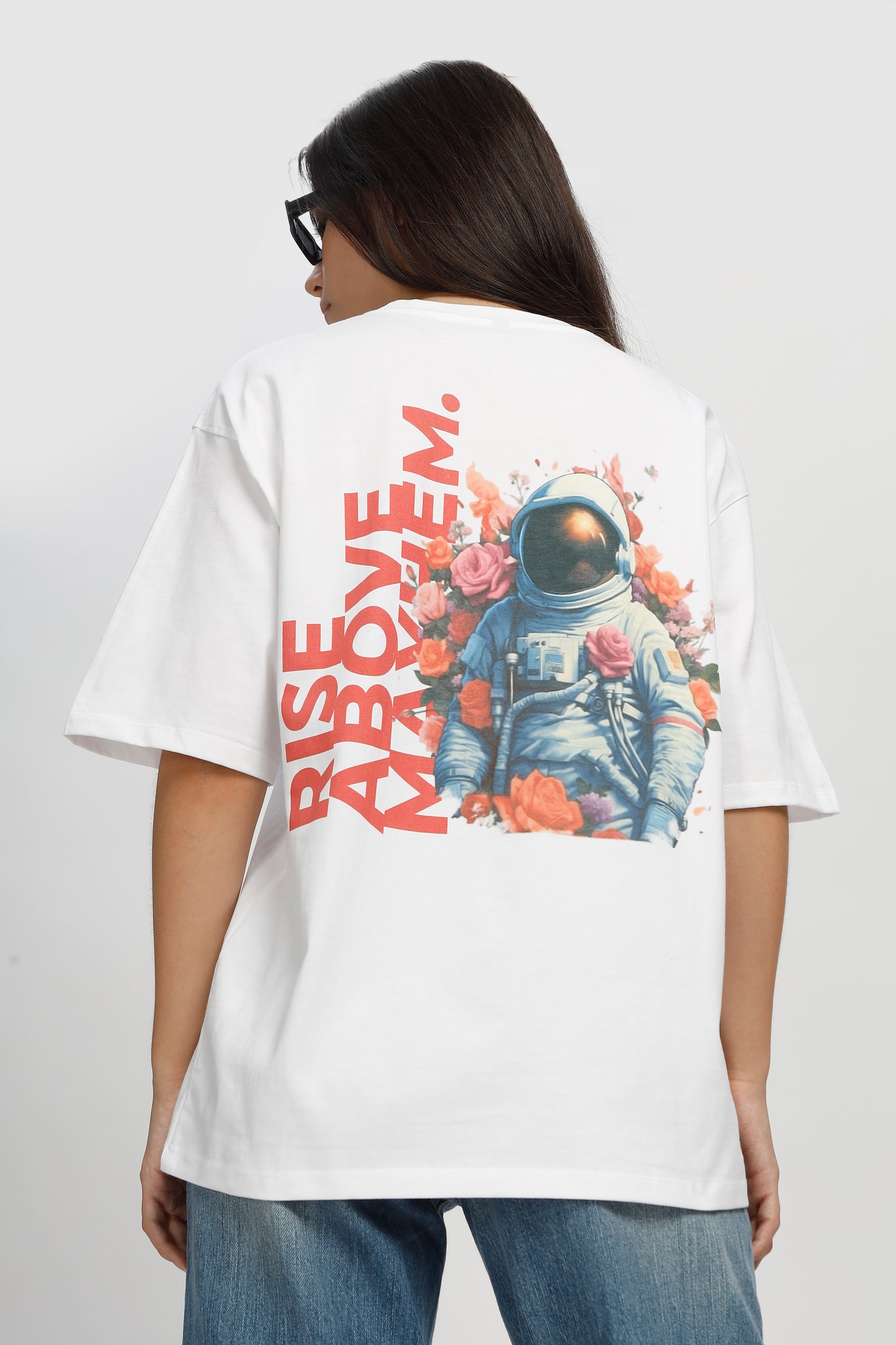 Cosmic Blossom | Premium Black Oversized Unisex Tshirt